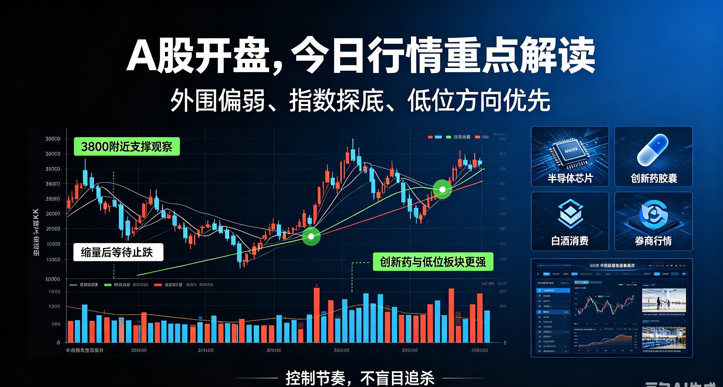 A股开盘解读：今日行情五大核心观点A股正式开盘，针对当前盘面节奏、外围影响、指数