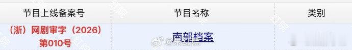 丁禹兮的《南部档案》过审下证，期待