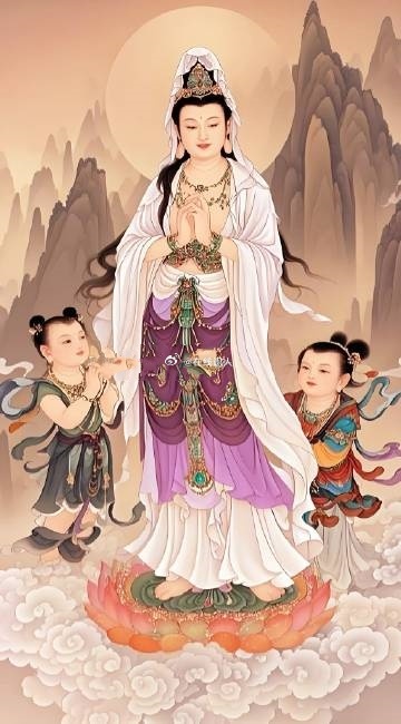 送子观音菩萨护佑众生安宁，愿每个家庭都能子孙满堂，共享天伦之乐。 