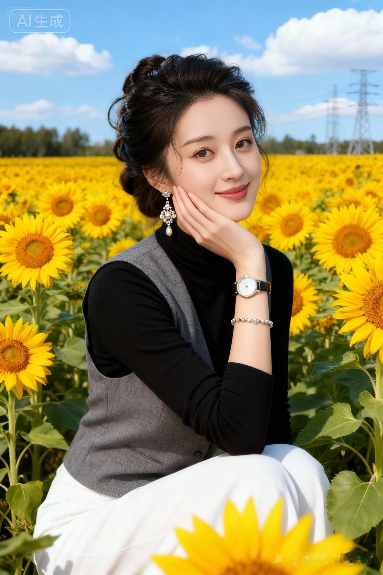 在向日葵花田中，感受自然的美好与宁静。