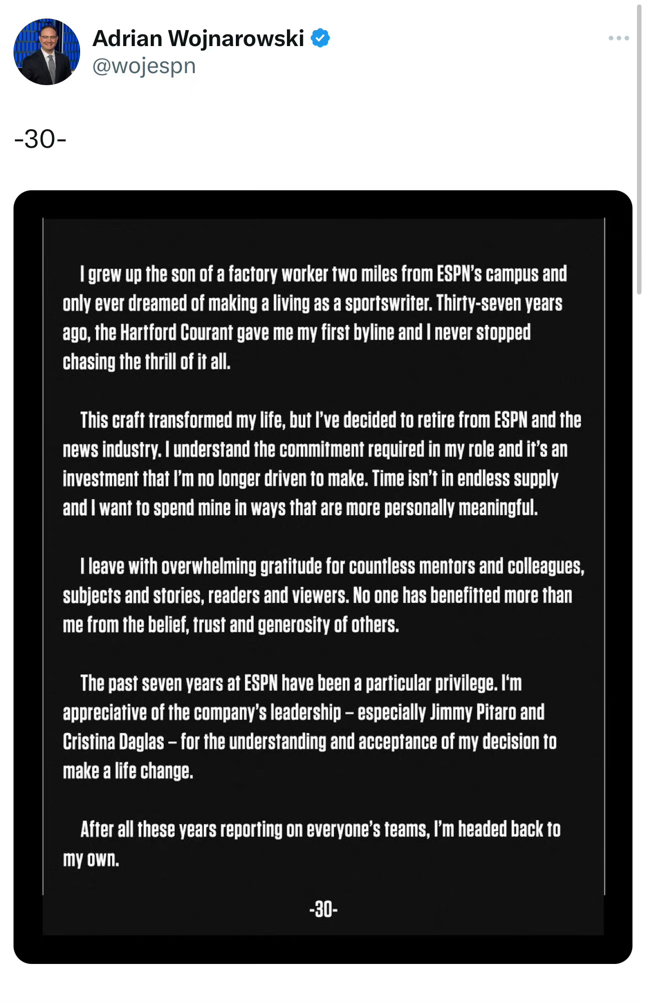 Woj：woj宣布退休！#篮球热力一夏##跨出夏日波篮# ​​​