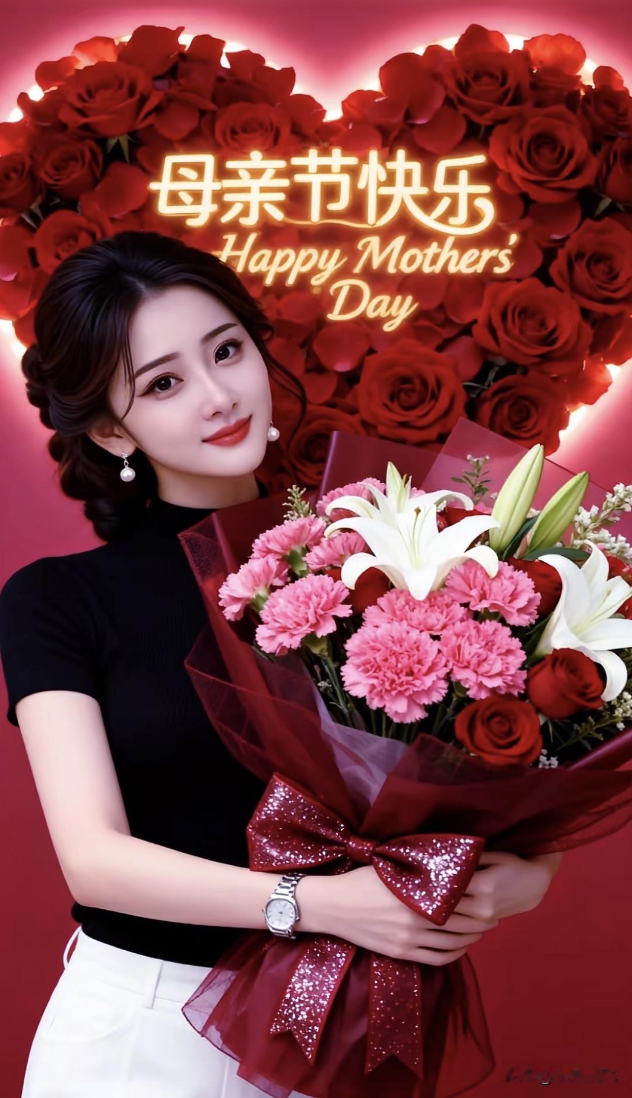 母亲节快乐！🌹💐💐💐 愿妈妈永远幸福安康！祝妈妈节日安康 母亲节早安文案