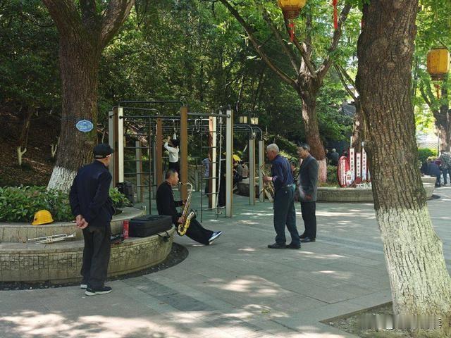 昨天傍晚慢悠悠逛公园，撞见一群上了年纪的老人，凑在一块儿吹萨克斯。乐器拿在手里看