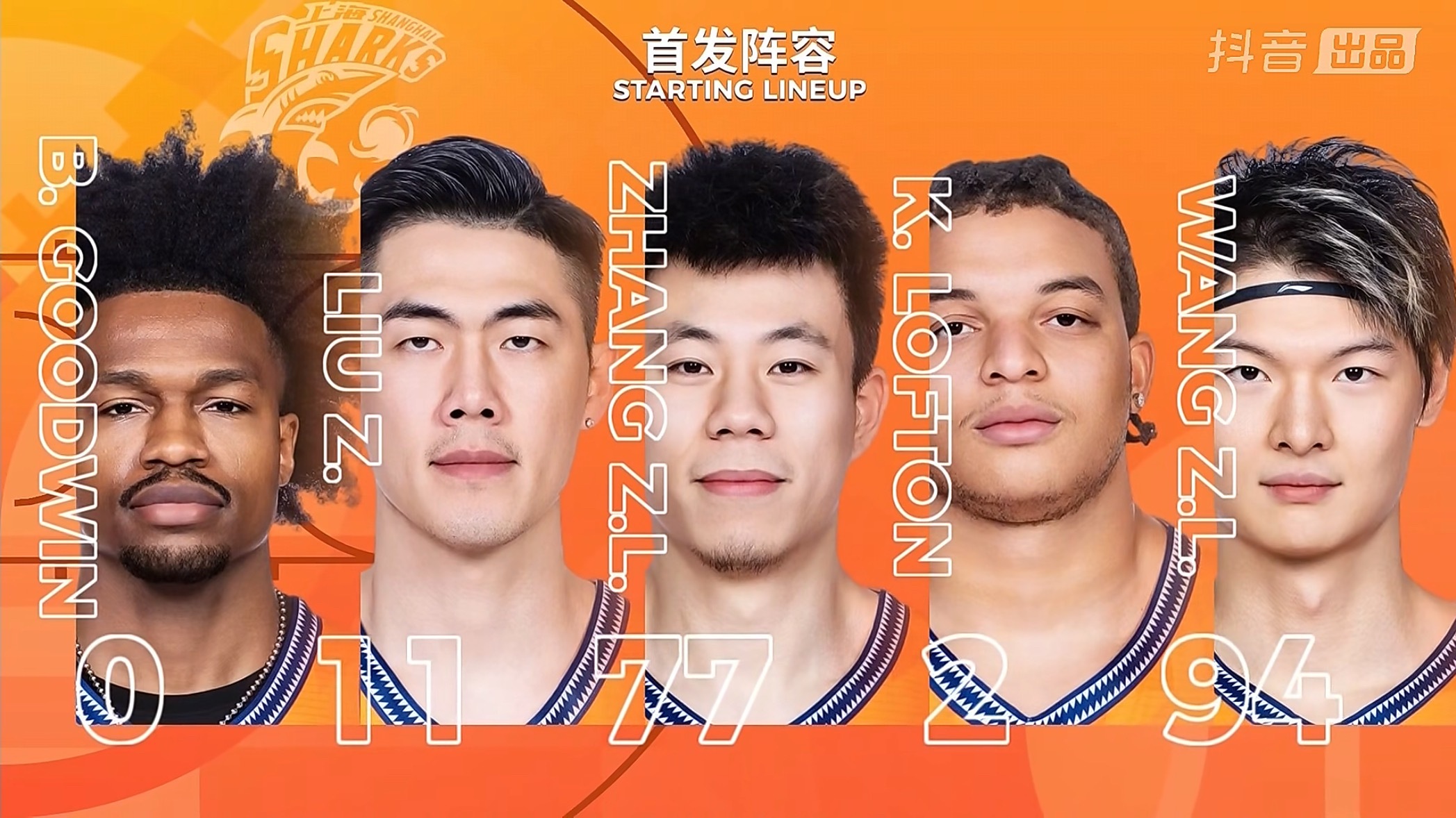 今晚上海主场对深圳金金首发出战上海久事大鲨鱼