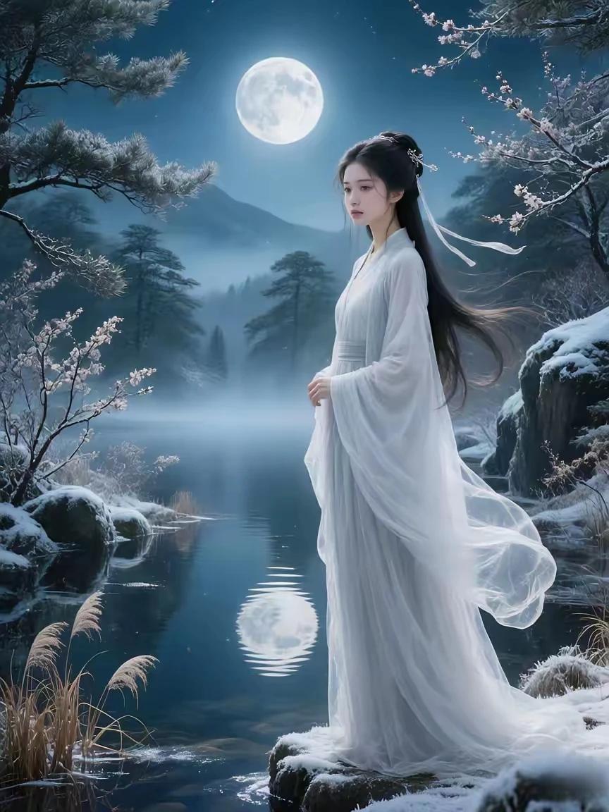 上联：月落寒潭沉玉镜，
下联：广寒宫落水帘洞。