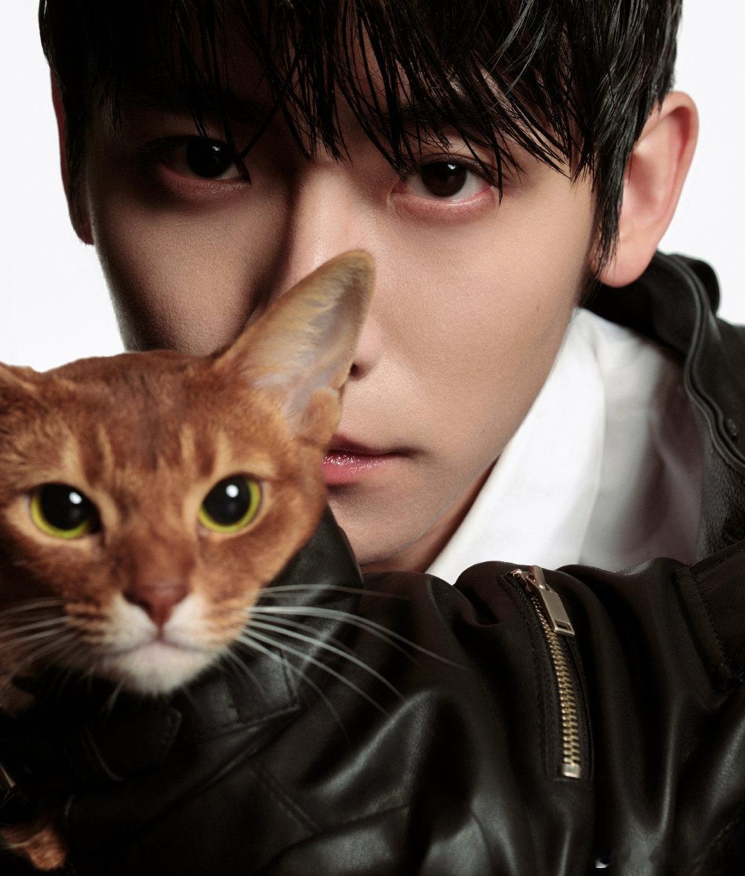 #李卿和猫撞衫也撞脸# 李卿微博视界大会出发图里的他，像可爱猫猫，撞衫撞脸超有魅