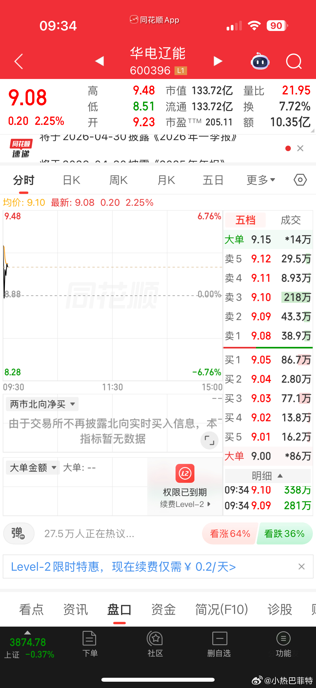 华电辽能分歧继续扩散，板块均出现共震，情绪锚点能否反包？ 