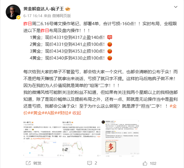 上周6.15-6.19日一周总结：共23单12胜9负，共斩获总利润1850点 周
