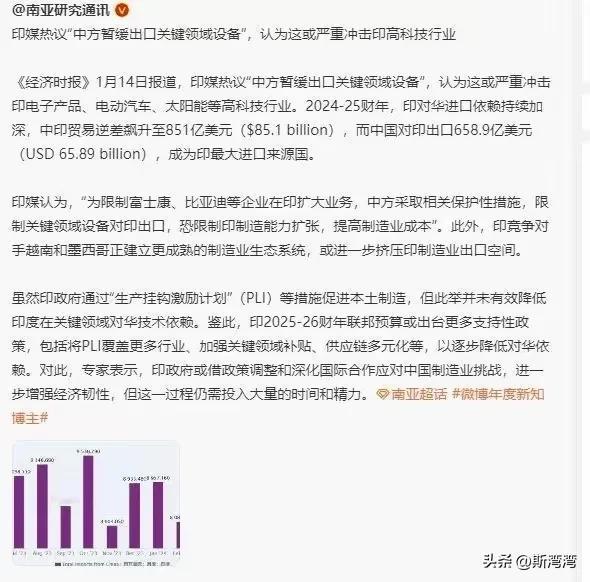 印媒热议中国暂缓出口关键领域设备，认为这或严重冲击印度高科技行业！
美国发明了“