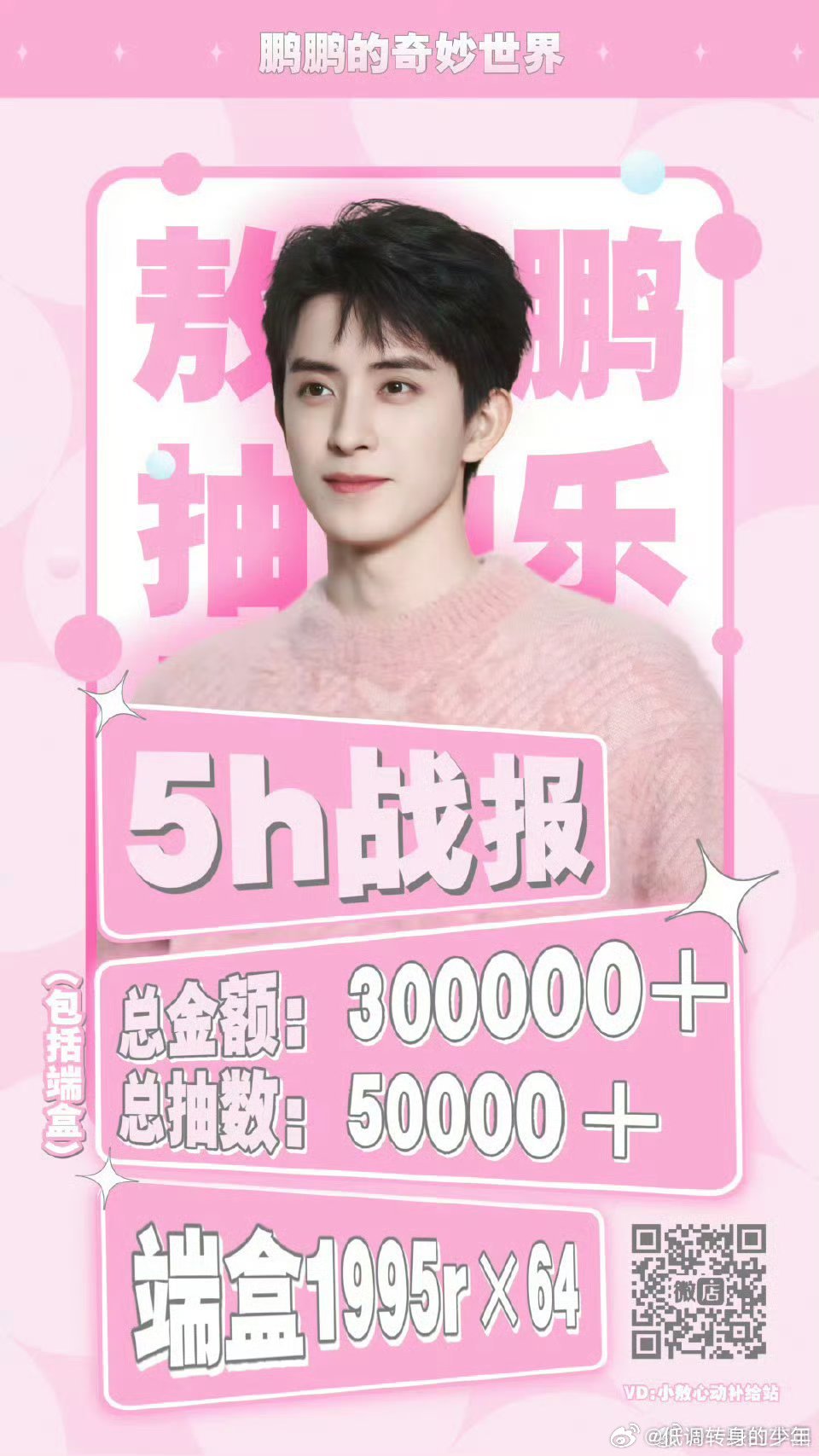 敖瑞鹏 粉丝ccl战报！仅预热1️⃣天，5h销量5w➕抽，金额300000➕  