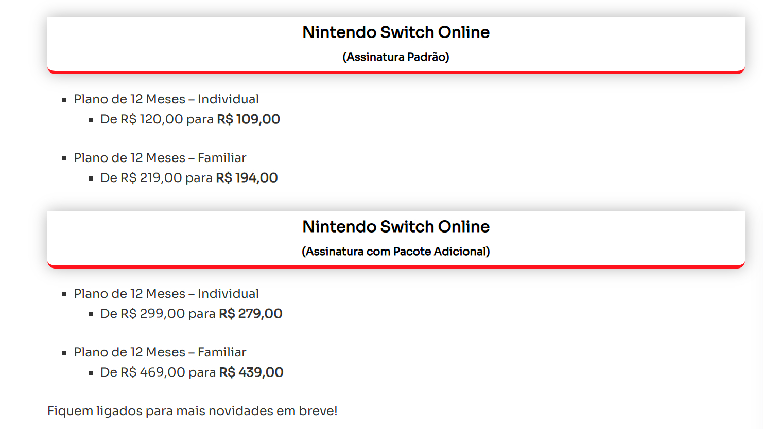 【巴西任天堂即将下调NSO会员价格】根据巴西媒体UnivNintendo的报道，