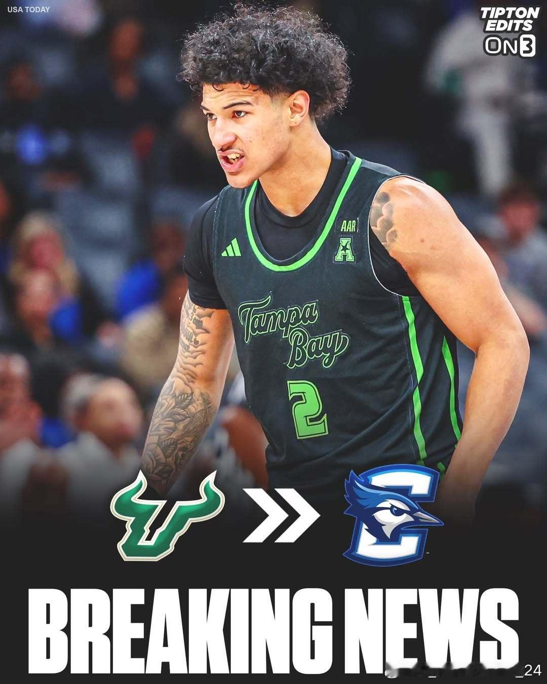 南佛罗里达大学后卫韦斯·埃尼斯(Wes Enis)转学加盟克雷顿大学这位身高6尺