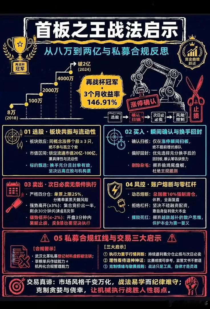 再战杯冠军首板战法拆解，从8万做到2亿，核心不是选股是纪律？不少股民都关注到再战