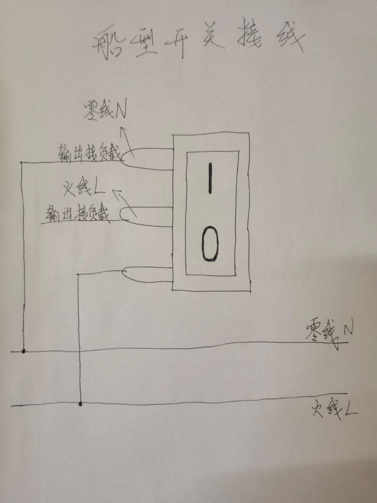 船型开关接线示意图#技术分享 #电工知识 #电气控制