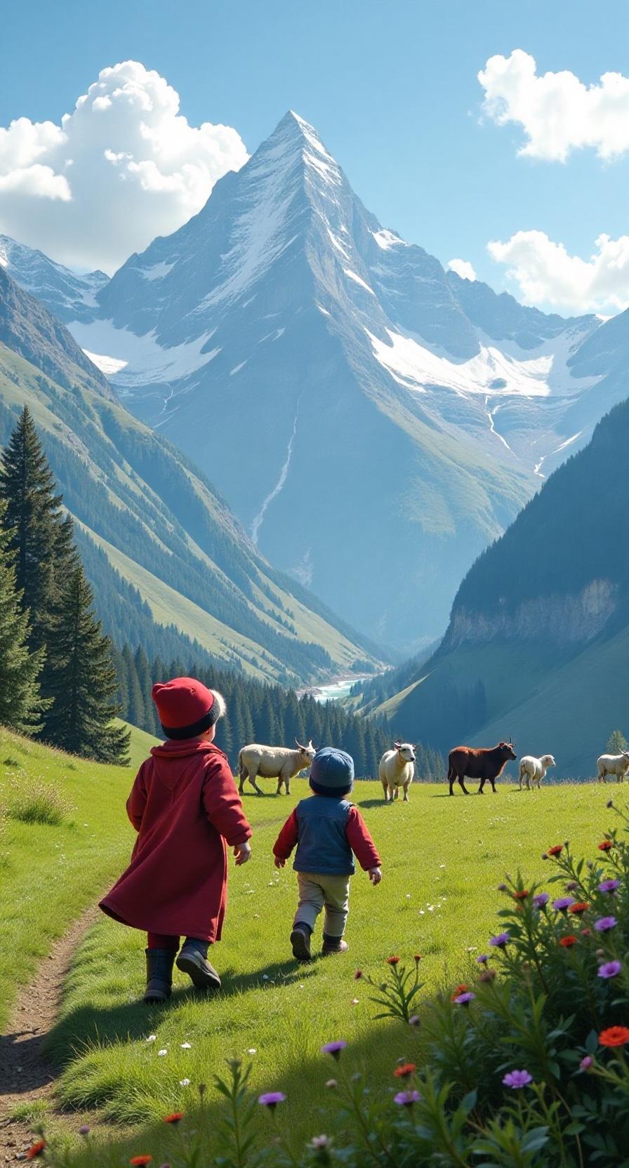 和小伙伴一起，在雪山脚下漫步，感受大自然的美好。🌿🏔️👫