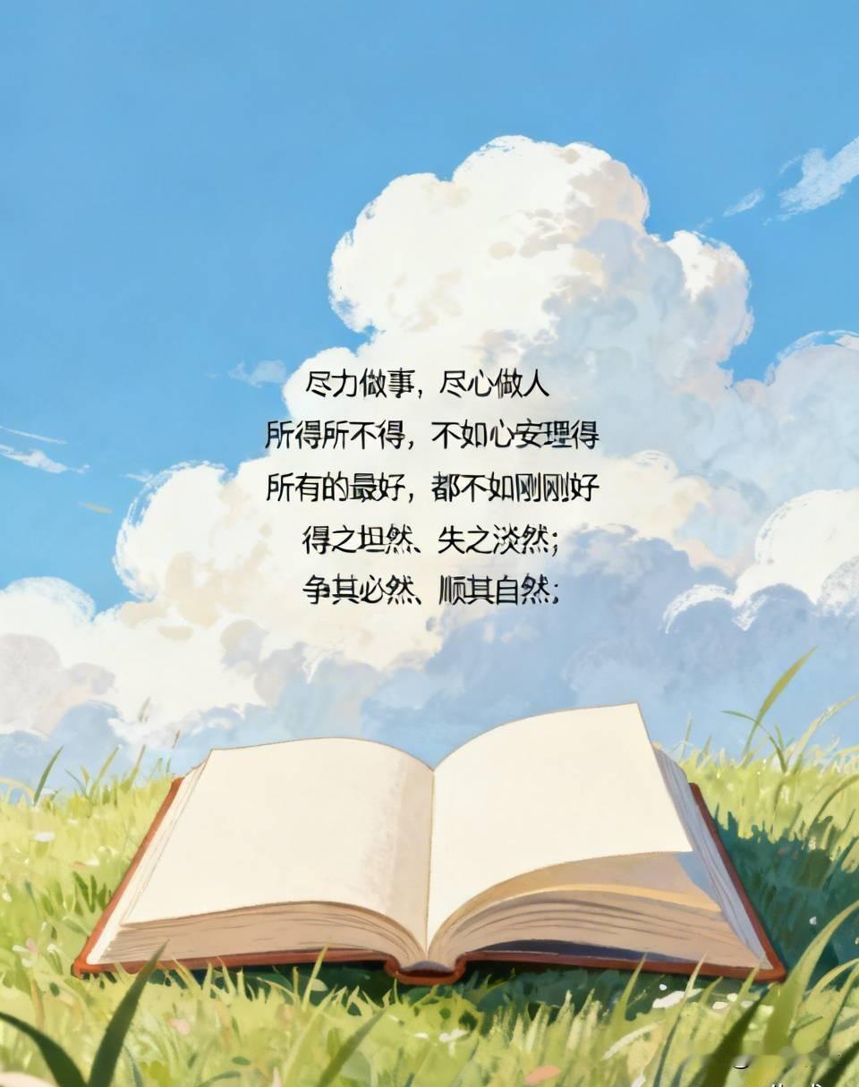 人生无非就是：

尽力做事，尽心做人。

所得所不得，不如心安理得；

所有的最