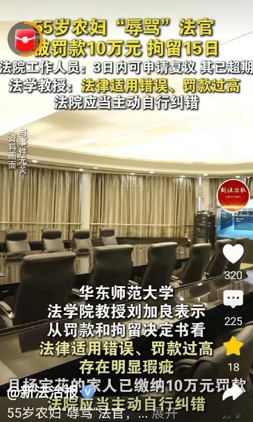 太任性了！”山东临沂，55岁农妇找法官讨要说法，没想到被法院罚款10万元，拘留1