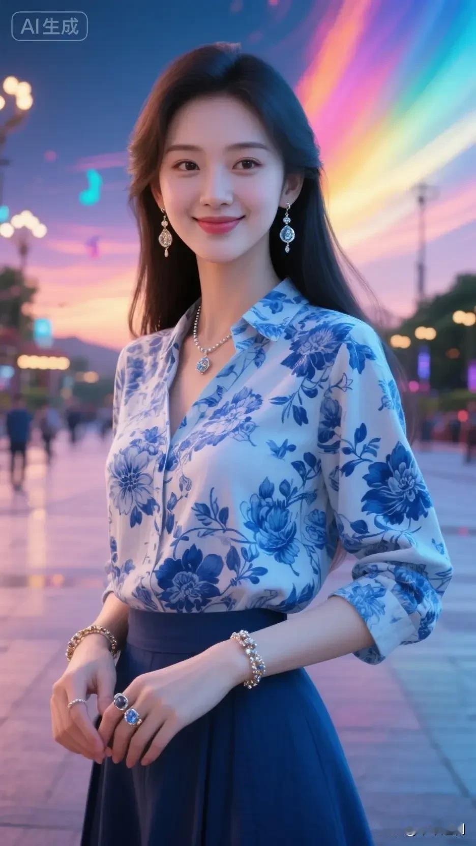 把青花穿在身上，
把晚霞留在眼底。
国风青花 青花风穿搭