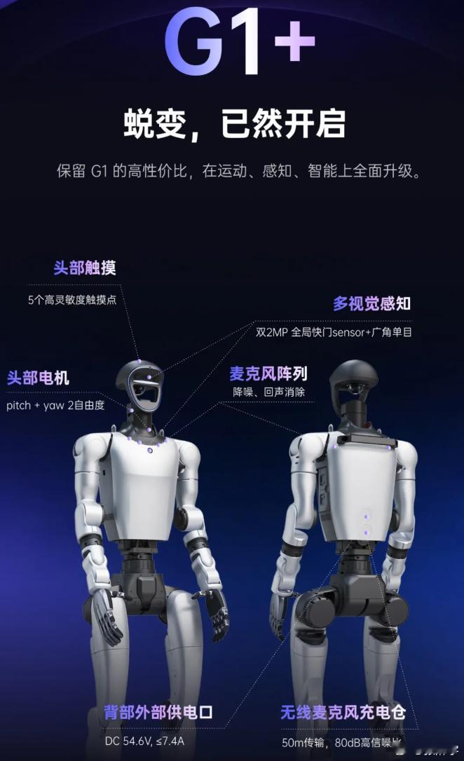 今天，宇树宣布人形机器人G1全面升级，出了个G1+版本。标准版含税售价9.5万元