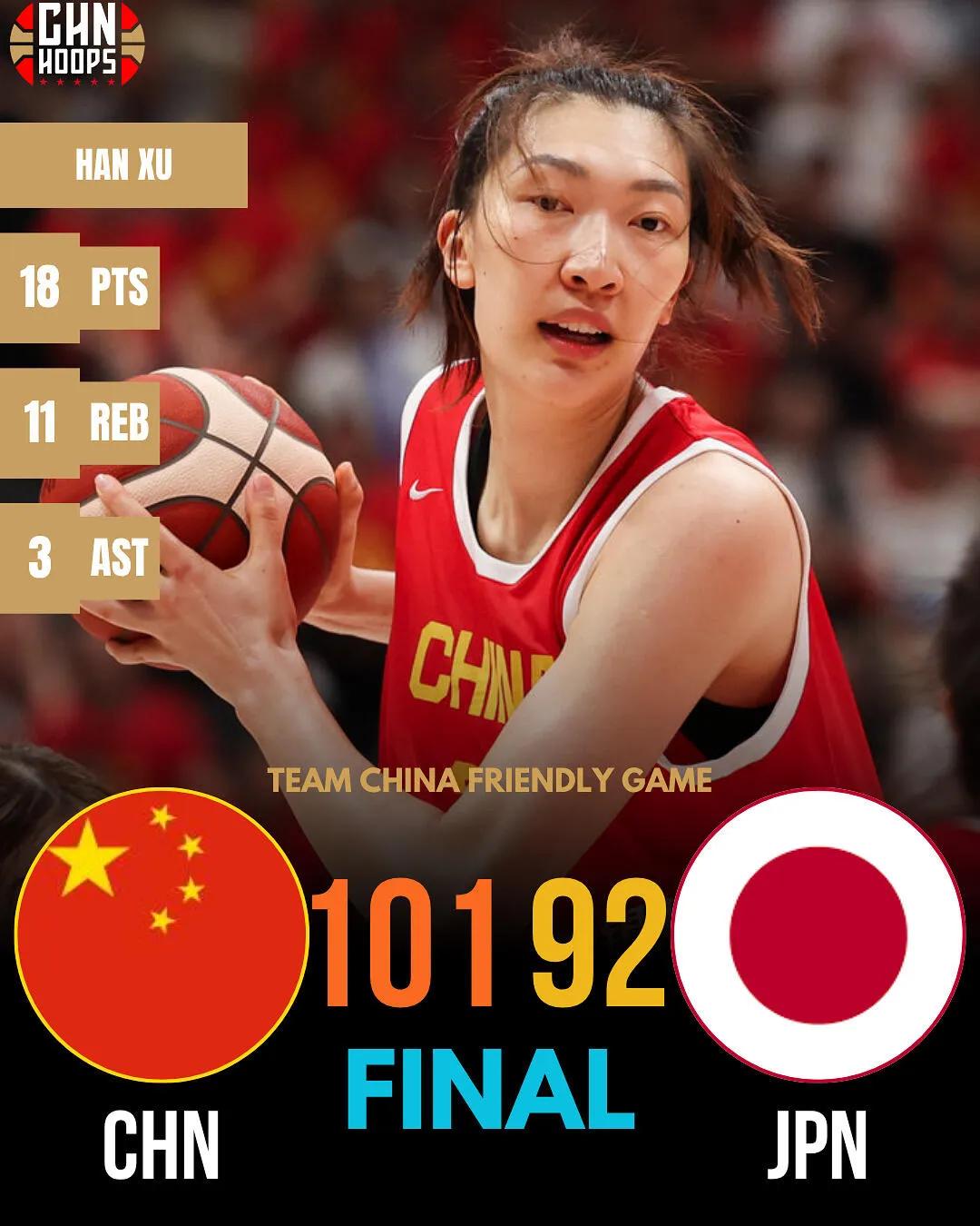 赢得不易，日本女篮就是打不死的小强！
虽然中日女篮首场热身赛中国女篮以101:9
