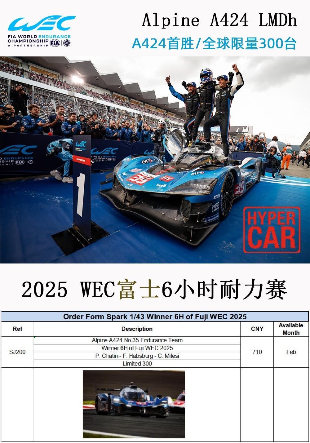 意外惊喜[偷笑]，Spark带来WEC富士6小时耐力赛 冠军车🏆Alpine 