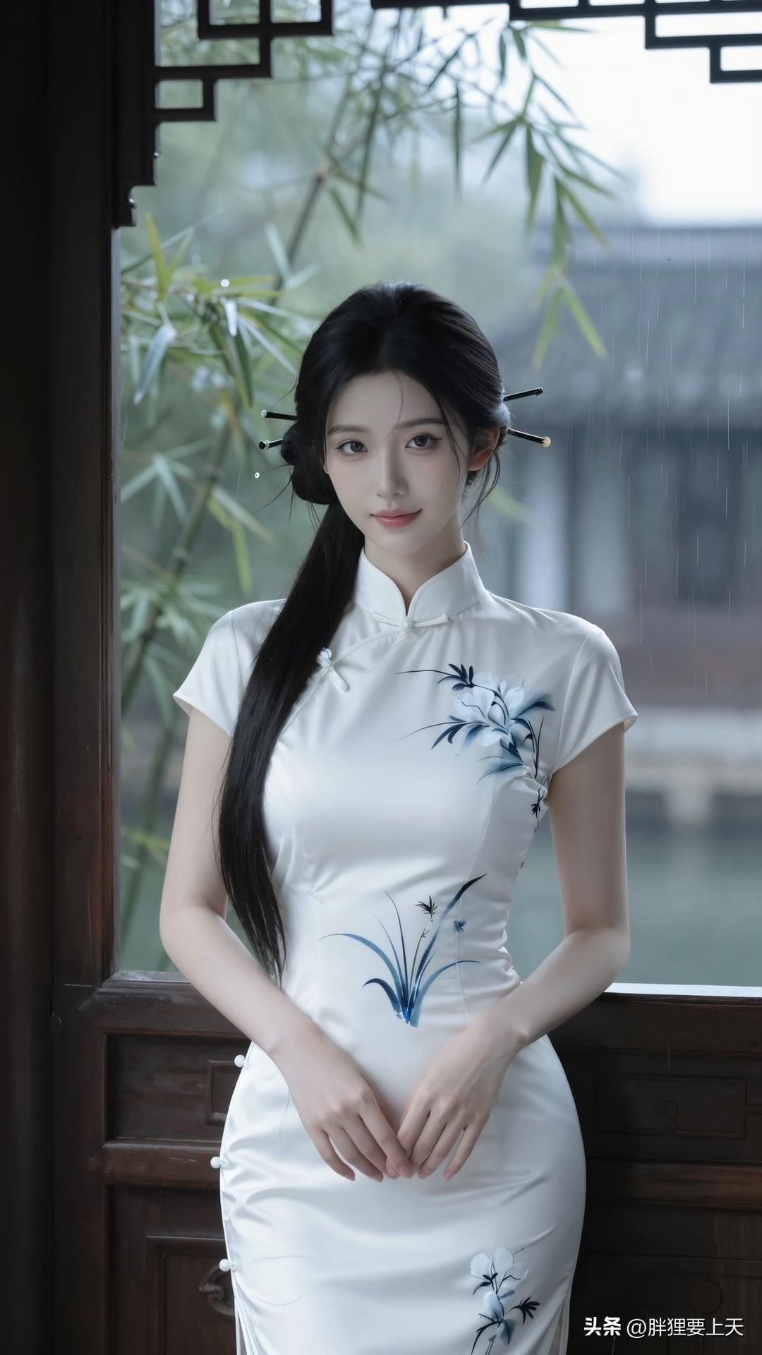 夏日的风，吻过旗袍的绸面，漾开一池荷香。美女人像群 古风