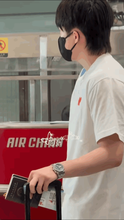 大包小包往机场一杵，跟俩大学生出国游学似的。粉丝们嗷嗷喊