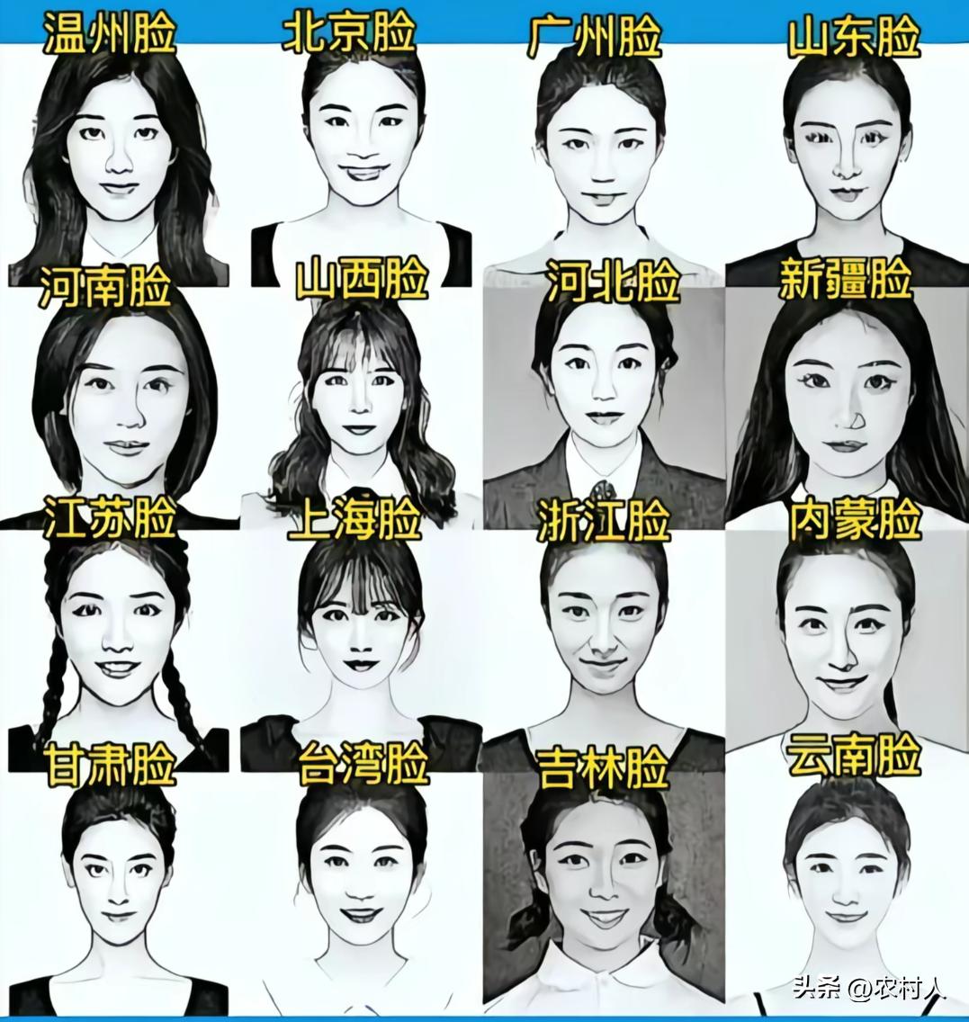 各地区美女脸型，北京脸端庄似故宫红墙。上海脸精致如外滩霓虹，广州脸明媚像木棉花绽