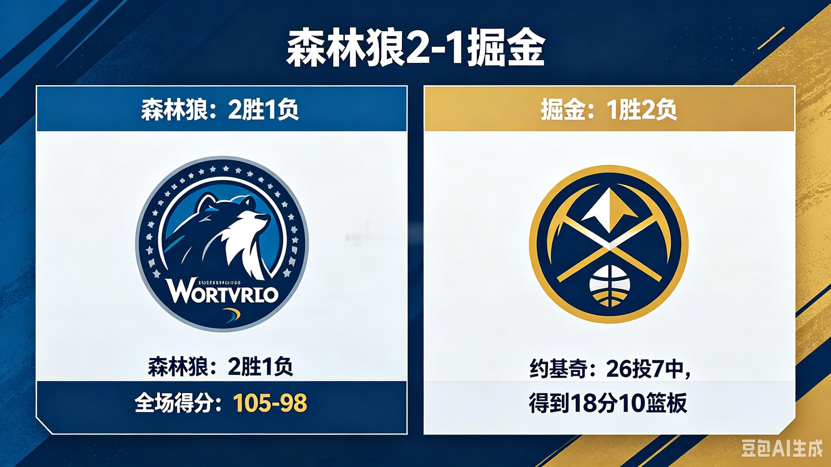 季后赛G3大比分反转！森林狼113-96力克掘金，系列赛2-1完成反超🔥约基奇