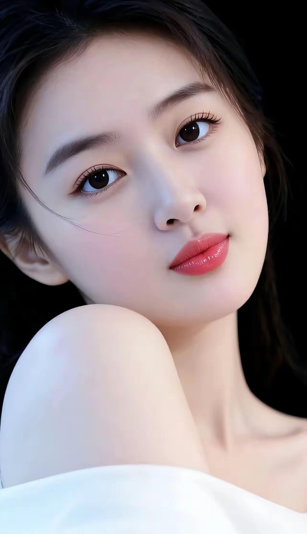 温柔甜美的少女，红唇轻启，散发迷人魅力🍎🍀🌺