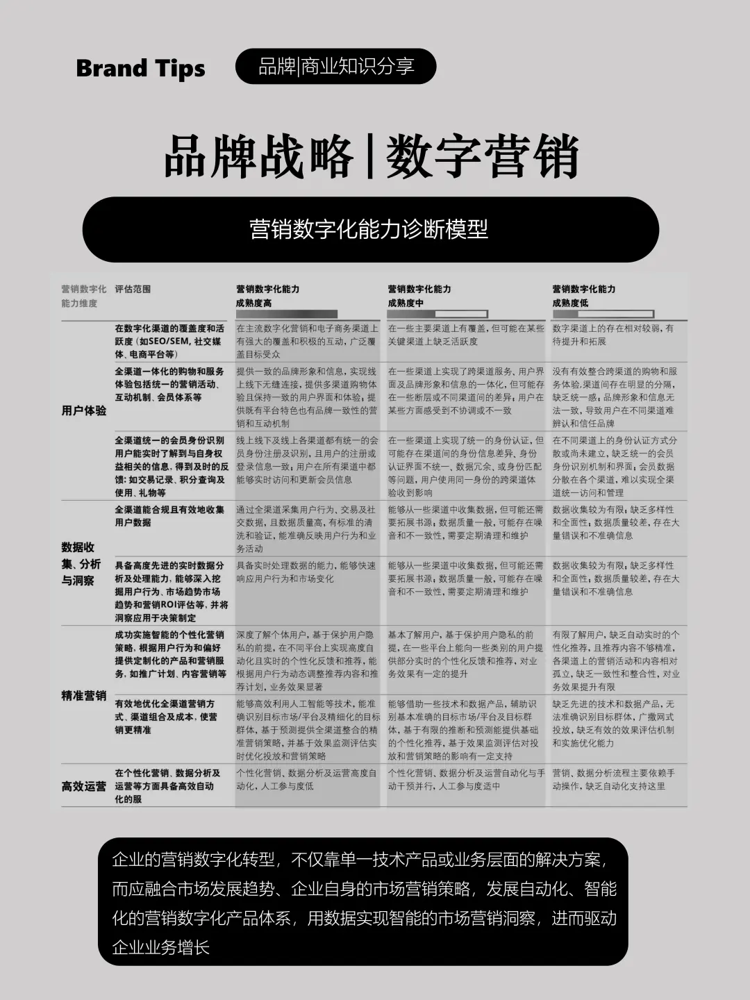 企业数字化/数据化营销能力自查表