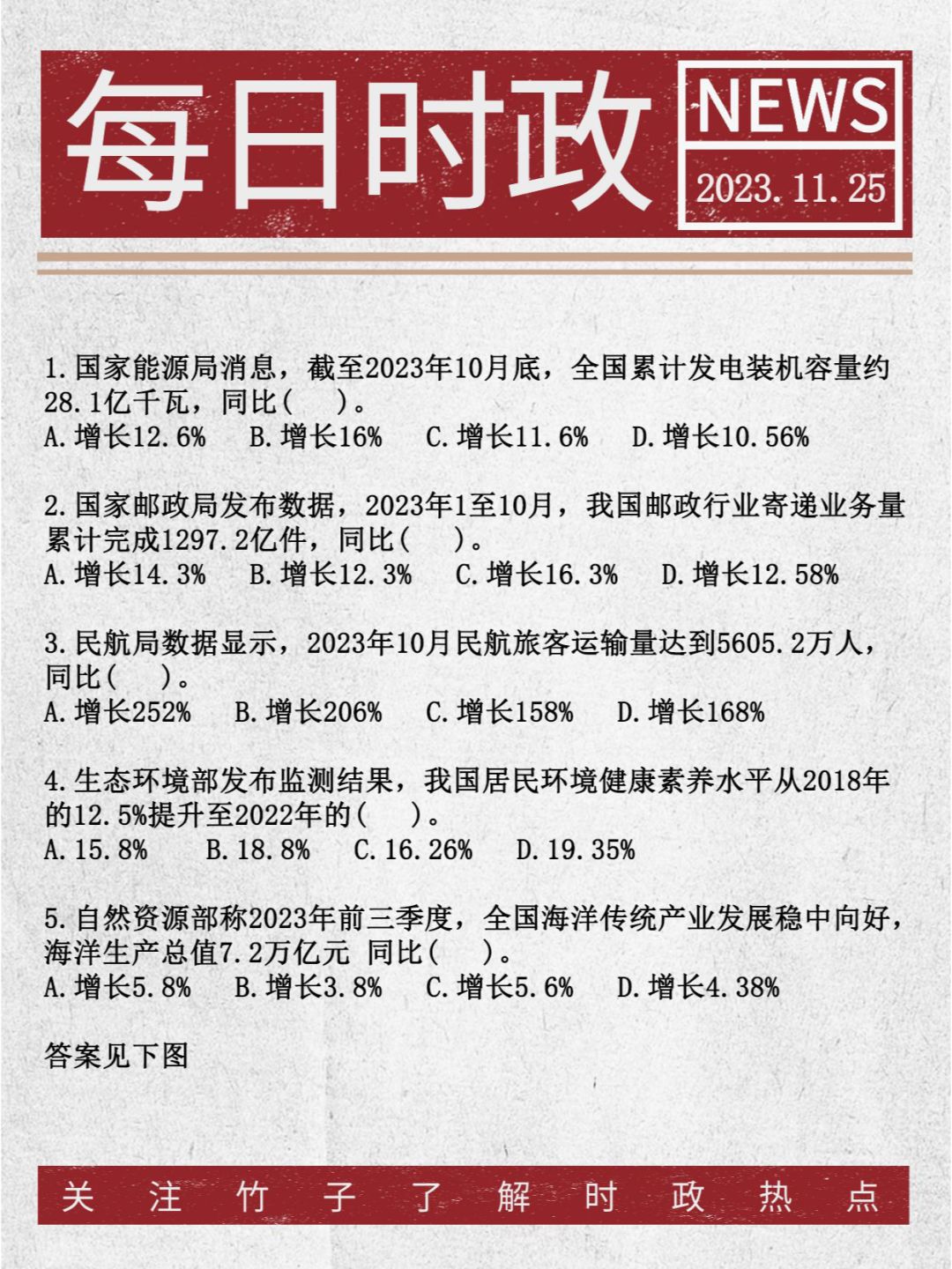 每日时政刷题⭐11月25日