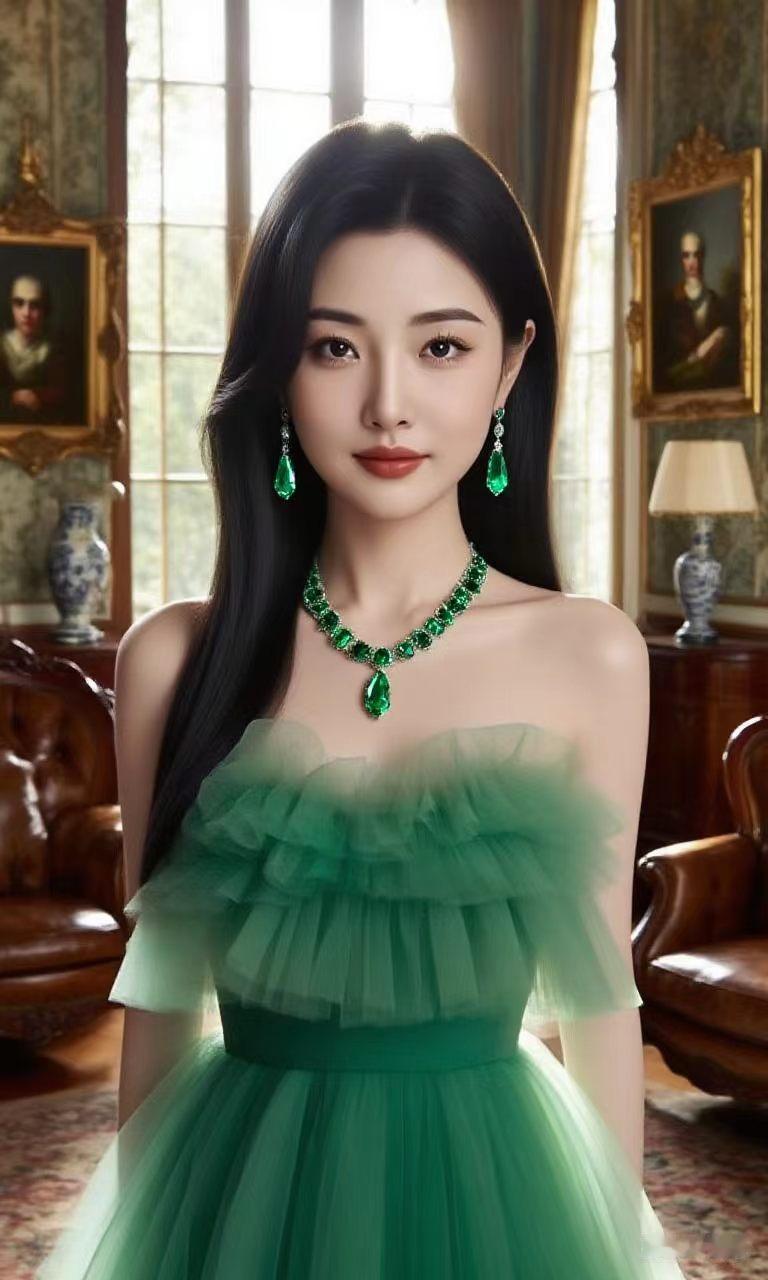 绿意盎然的她，如翡翠般闪耀，绿装美人的绝美瞬间！优雅得让人移不开眼！