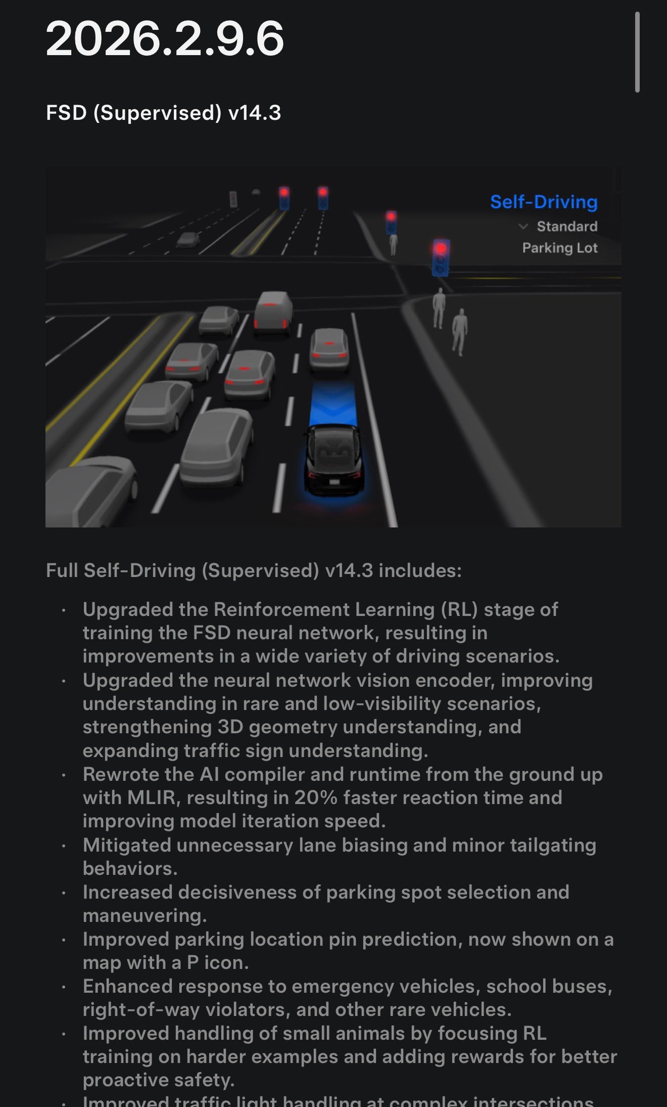 特斯拉FSD V14.3终于来了，以下为特斯拉官方发布的（监督版）v14.3 更