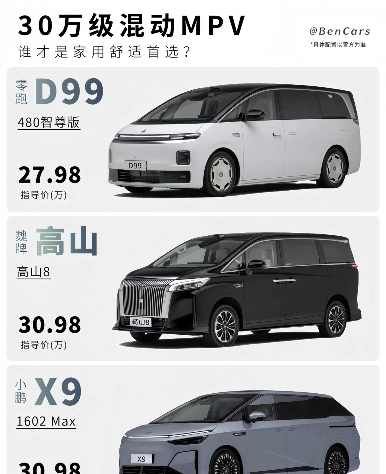 挑选MPV，舒适性永远是第一要义。三十万级混动MPV赛道竞争白热化，零跑D99、