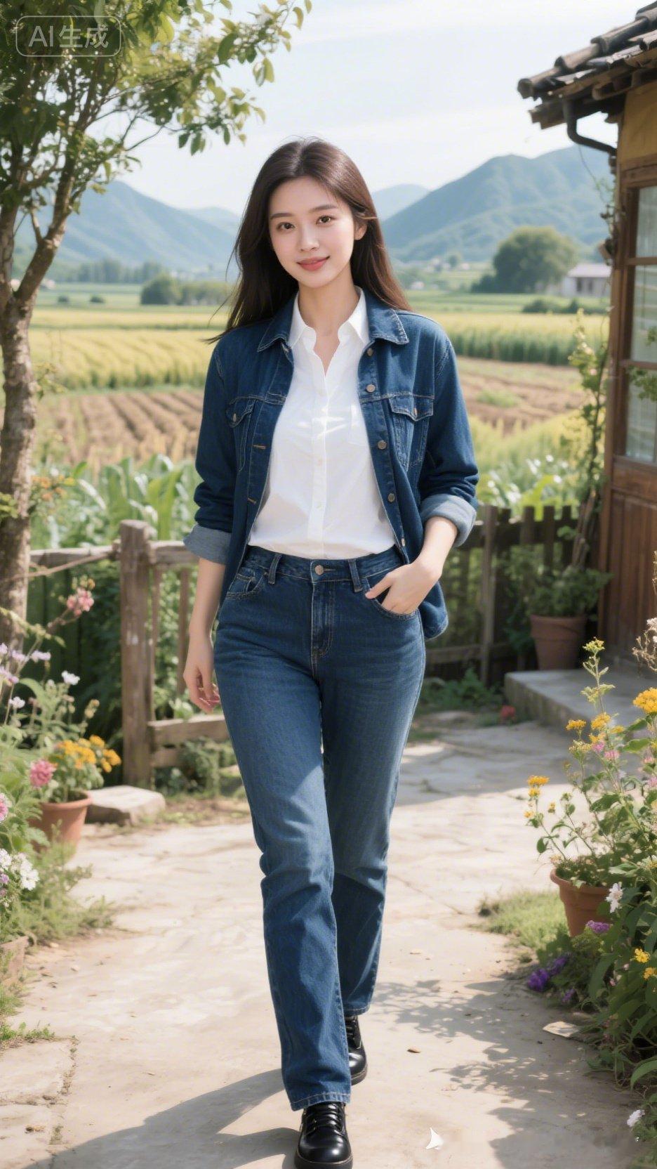 田园风穿搭指南：牛仔与白衬衫的完美搭配🌿👗