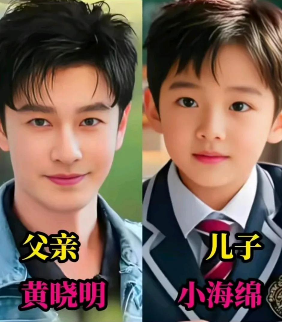 小海绵这颜值到底是随了谁呀？太帅气了，大家都知道黄晓明被称为娱乐圈中最帅的男人，