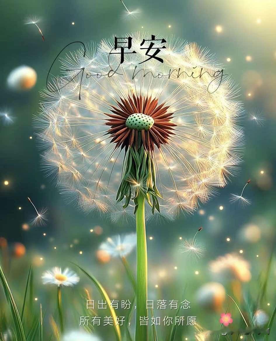 早安，愿你如蒲公英般自由自在，美好如愿。🌸💫