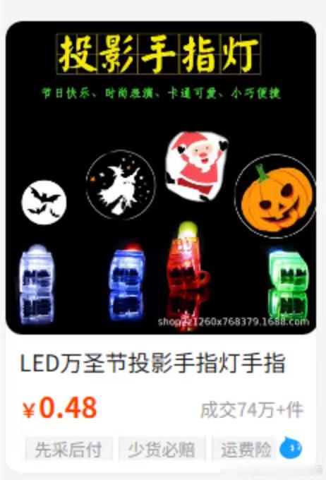 最近爆火的产品，手指投影灯，卖12美刀，1688上不到5毛rmbTikTok运营