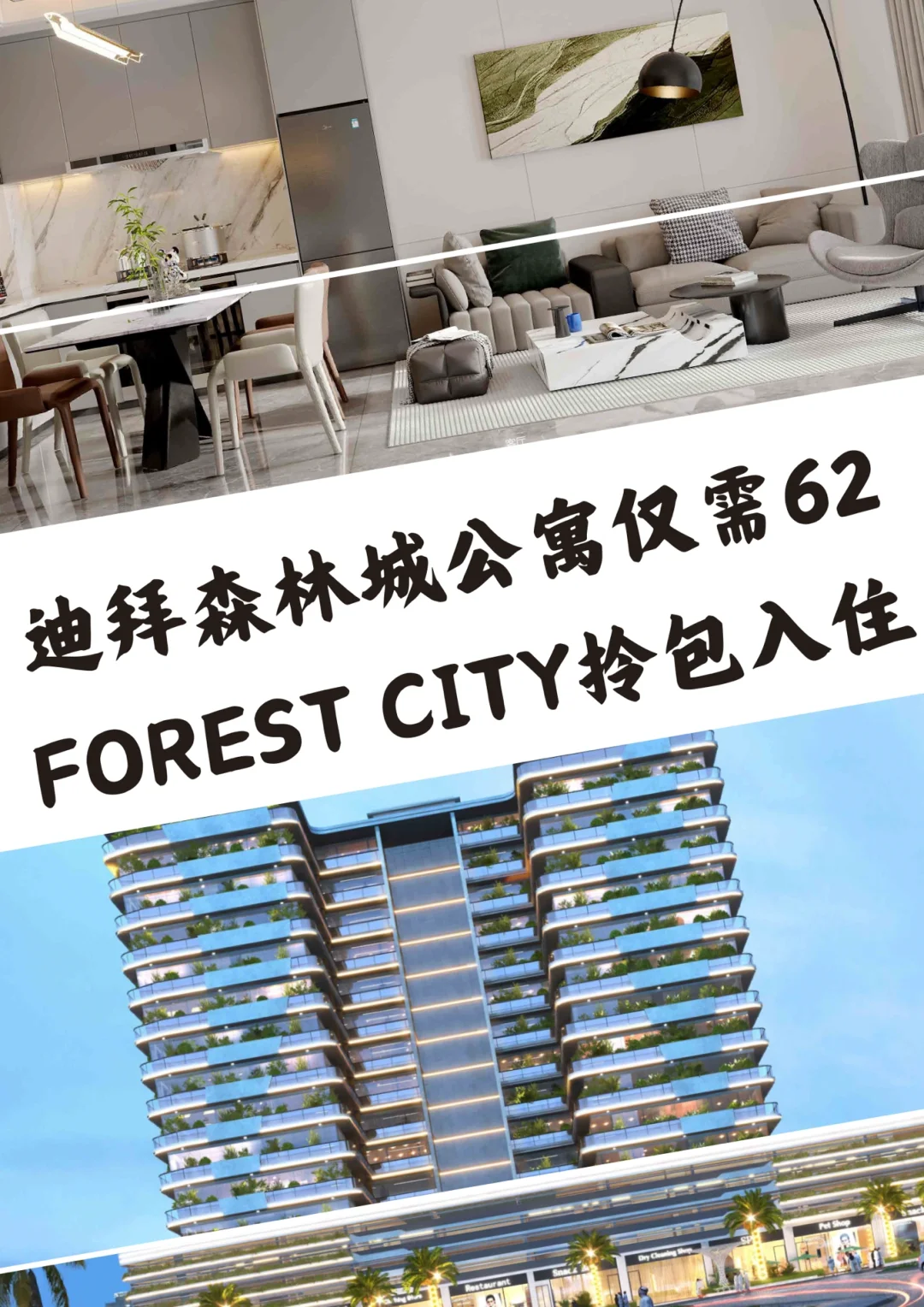 迪拜森林城Forest City公寓拎包入住，捡漏房