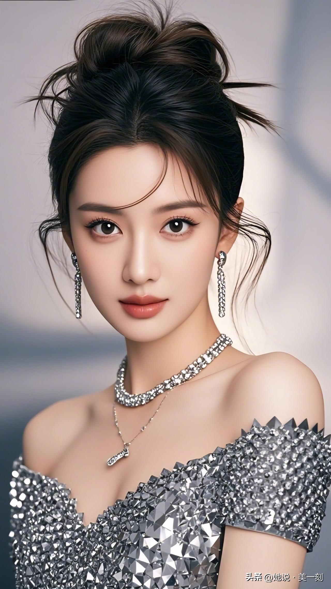 闪耀银钻礼服，优雅气质女神💎✨见过最好看的女孩是什么样子