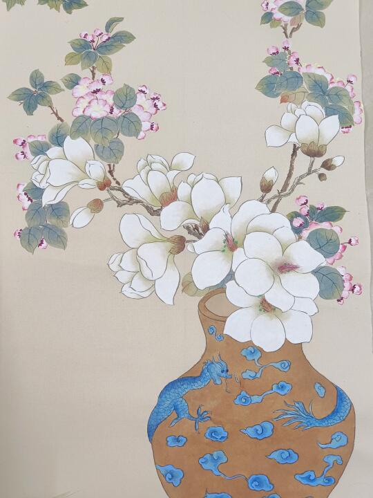 没骨画‖清供图100/11四条屏之三