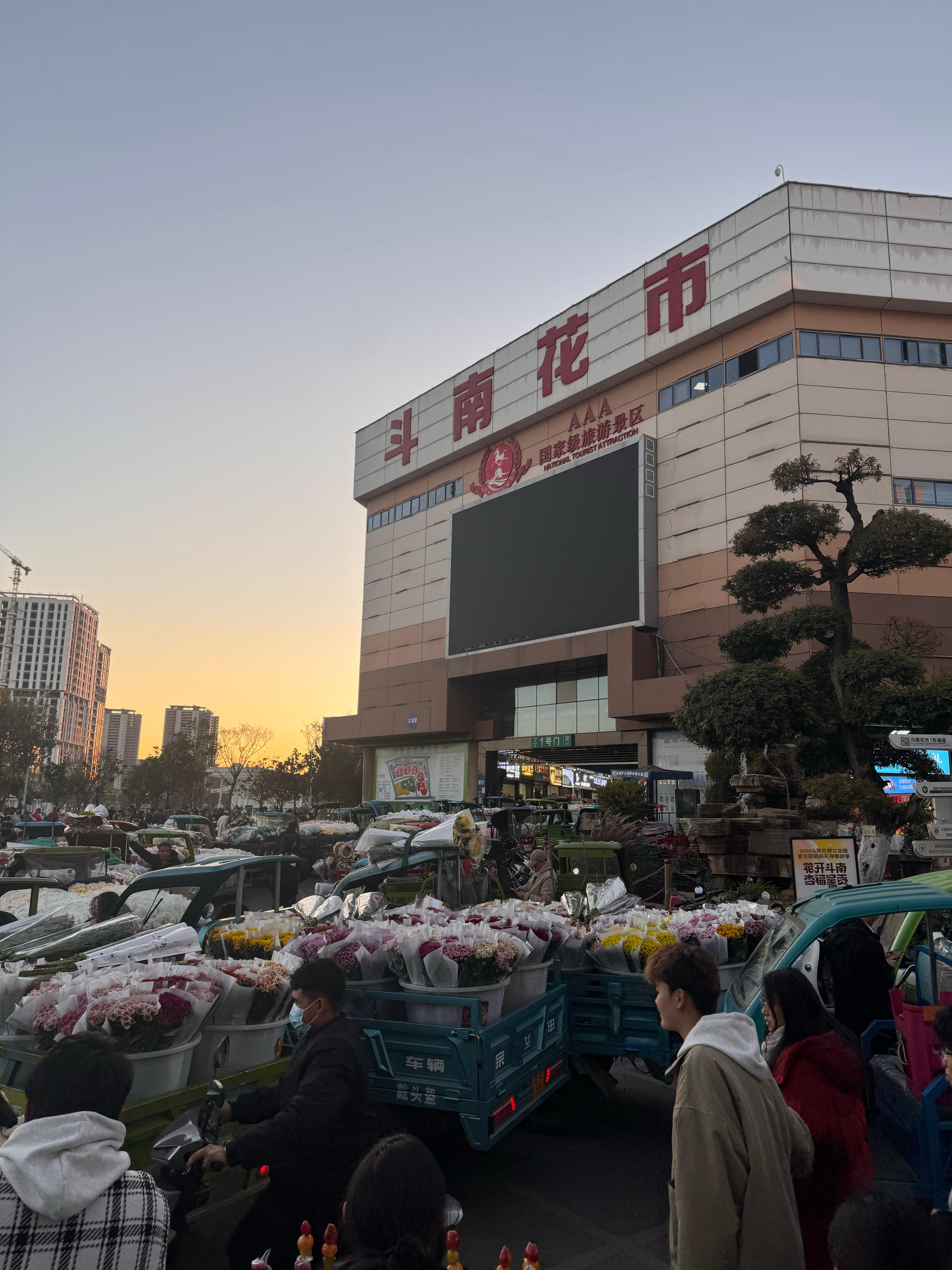 来亚洲最大的花卉市场逛逛，地图导航昆明斗南花市。一楼鲜花二楼多肉，地铁出口就摆满