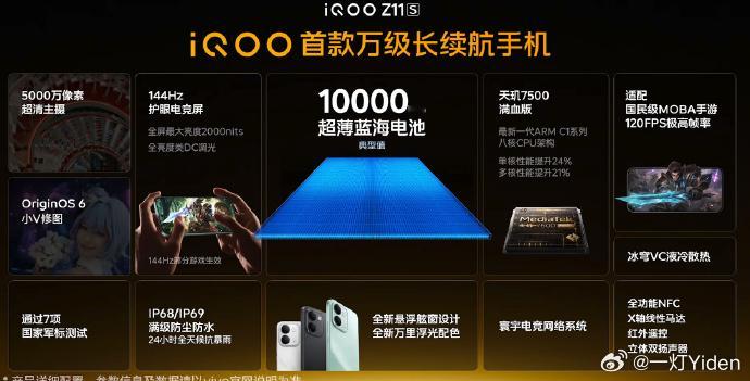 今晚还有iQOO Z11S 10000mAh蓝海电池、还有天玑7500满血版和5