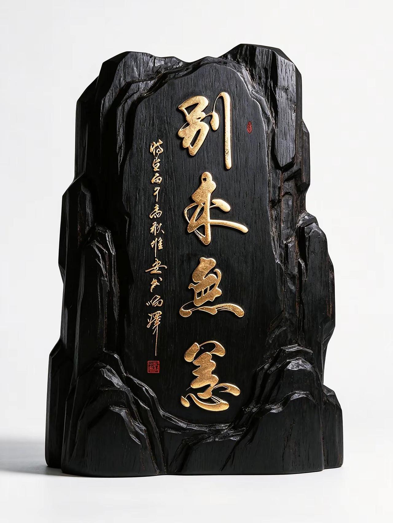 维安原创书法作品展示。AI木雕金字风
