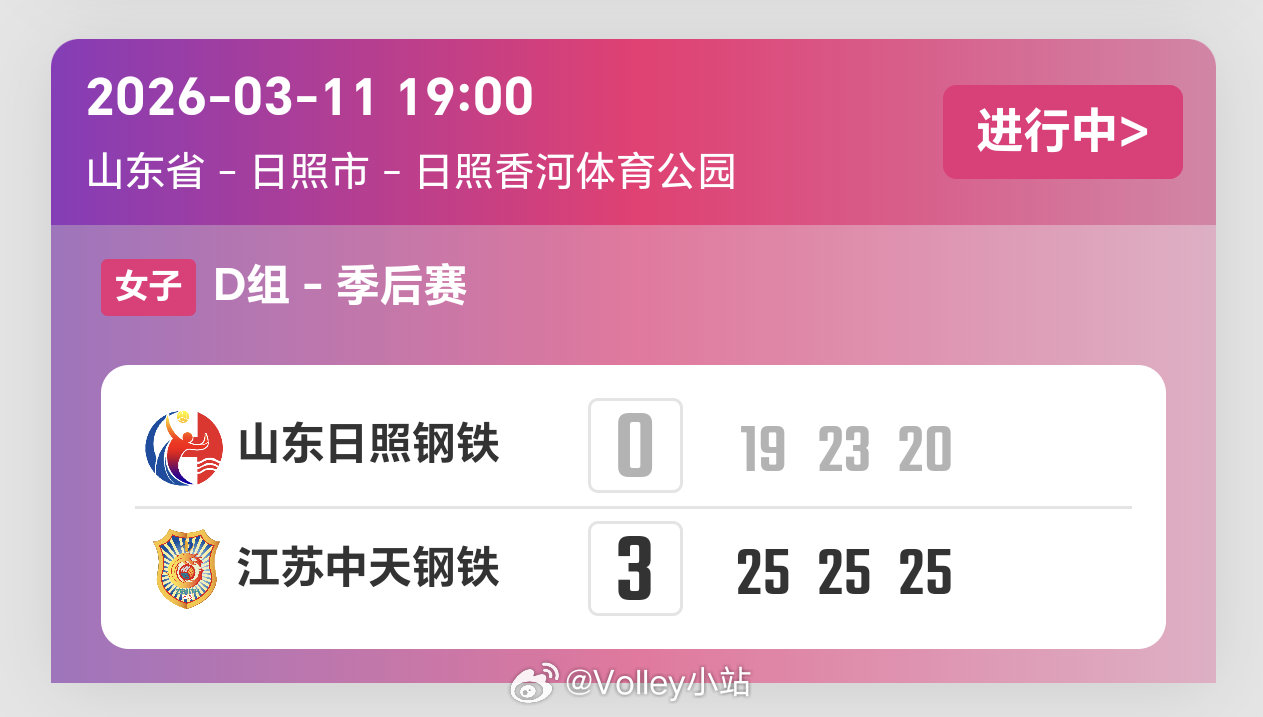 2025-2026赛季中国女子排球超级联赛季后赛第5轮，山东女排0比3江苏女排（