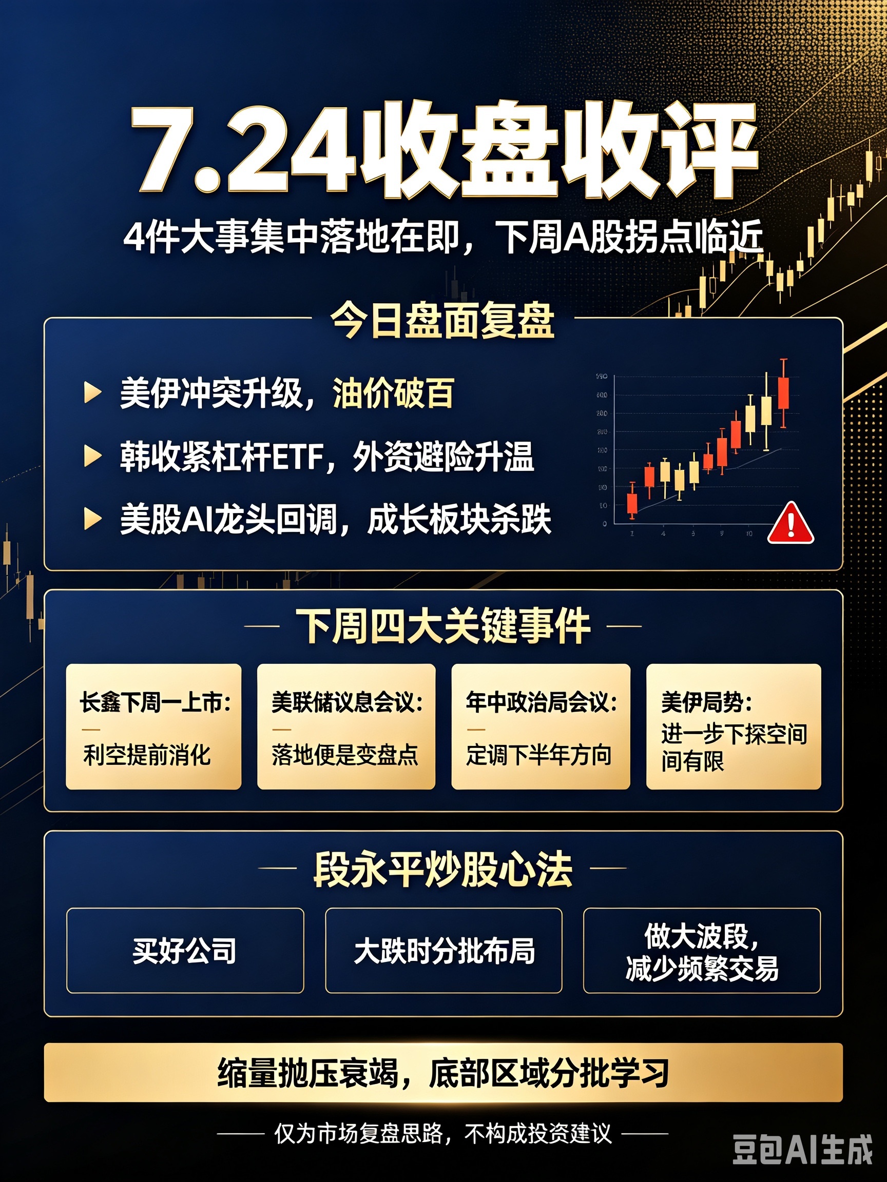 7.24收盘收评：4件大事集中落地在即，下周A股拐点临近，物极必反！一、今日盘面