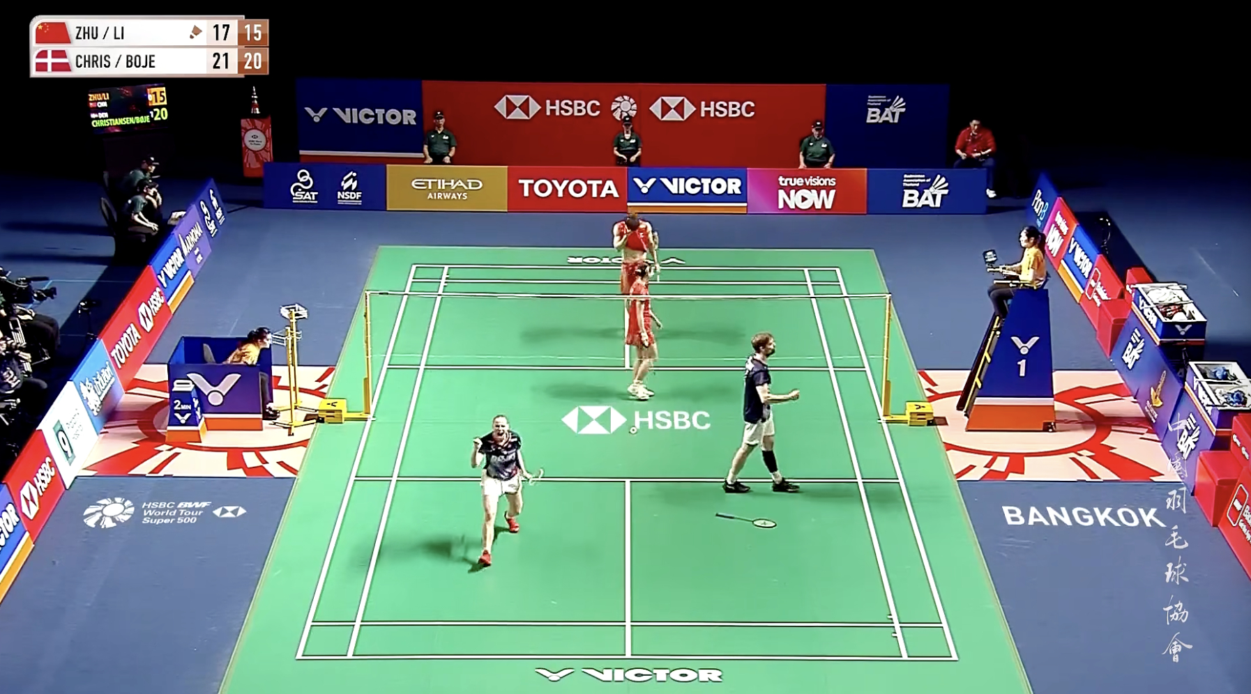 朱一珺/李茜🇨🇳 17-21、15-21 🇩🇰马蒂亚斯/博尔2026年泰