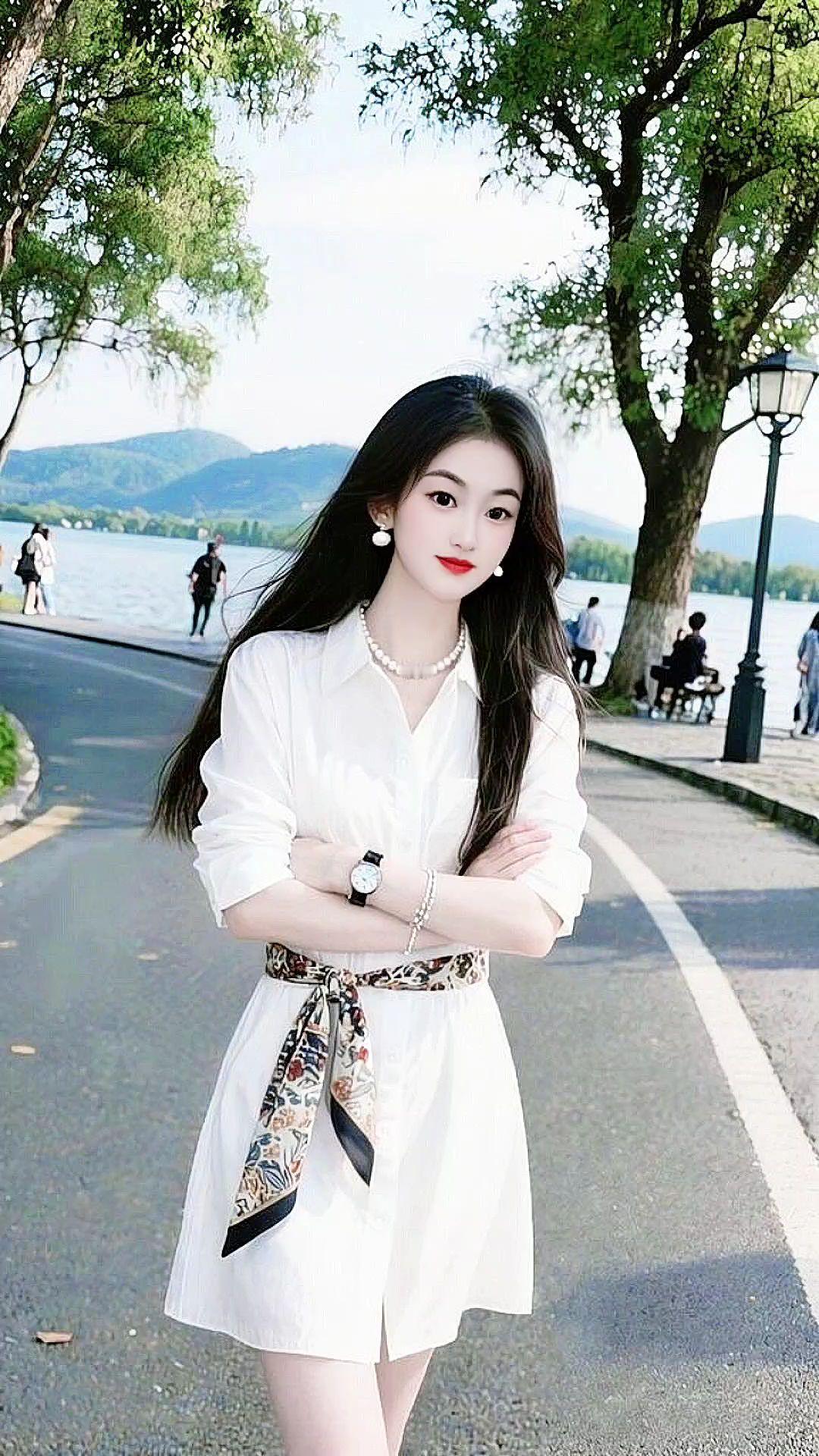 清纯甜美 温柔风穿搭 优雅气质 御姐 街拍美女
