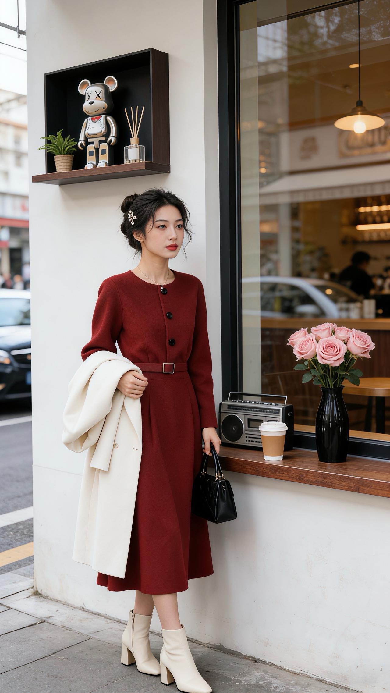 每日搭配分享👗时尚穿搭 新年穿搭 又到穿裙子的季节了 红色连衣裙 穿着得体是一